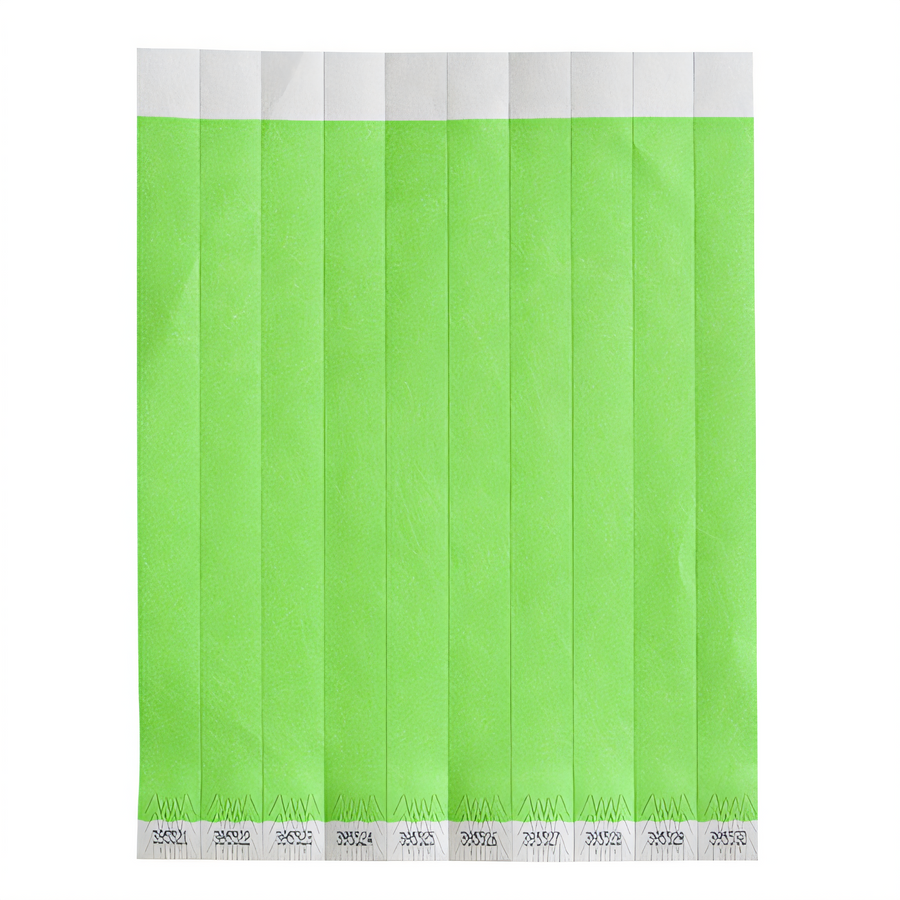 Product image #1 for Bar Maid Green Solid Tyvek Tear-Free Wristbands, Sequentially Numbered, 500/Pack