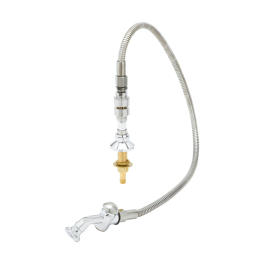 Product image #1 for Push Button Pre-Rinse Spray Valve Assembly with 36-Inch Stainless Steel Hose, Vacuum Breaker, and Swivel Deck Flange