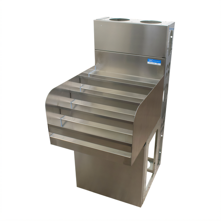 Product image #1 for BK Resources 36-Inch Wide Underbar Stainless Steel Liquor Bottle Display Unit, 4-Step