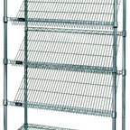 Thumbnail image #1 for Quantum WRCSL5-63-2436 5-Shelf Slanted Shelf Cart, 36 x 24 x 69 Inches, Chrome Plated, 1200 lb. Capacity