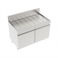 Krowne Royal Series 42-Inch Freestanding Underbar Drainboard with Cabinet Base and 2 Locking Hinged Doors