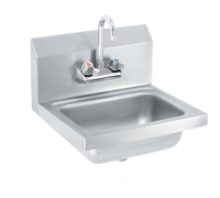 Vollrath Wall-Mount 2-Hole Hand Sink with Strainer and Gooseneck Faucet, 17 x 15 Inches