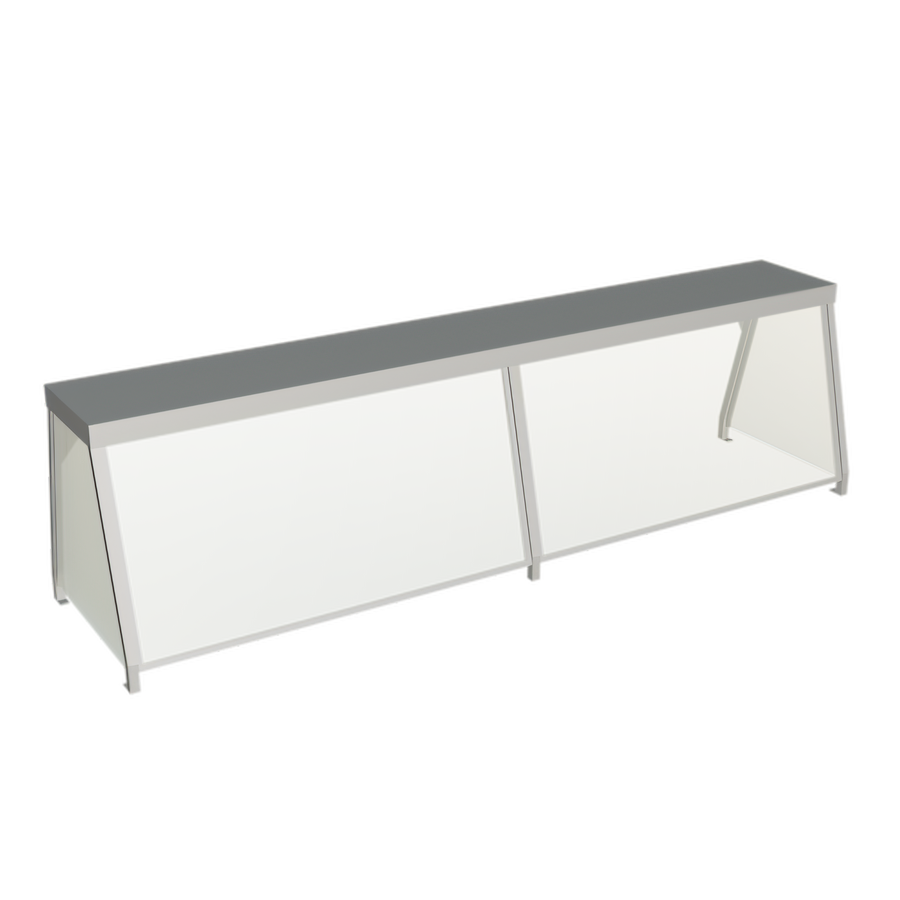 Product image #1 for Deluxe Table-Mount Serving Overshelf with Tempered Glass Guard and Acrylic End Guards, 86-7/32 Inch Wide