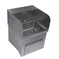 BK Resources Wall-Mount Stainless Steel Hand Sink with Integrated Towel Dispenser, Side Splashes, 14 x 10 x 5 Bowl