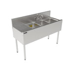Thumbnail image #1 for Perlick Corporation Top Shelf TS48M3-DBR 48-Inch Underbar 3-Compartment Stainless Steel Sink with Right Drainboard and 6-Inch Backsplash