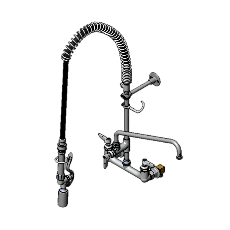Product image #1 for T&S Brass EasyInstall Wall-Mount Pre-Rinse Unit with Add-On Faucet, 14-Inch Swing Nozzle, and 8-Inch Centers