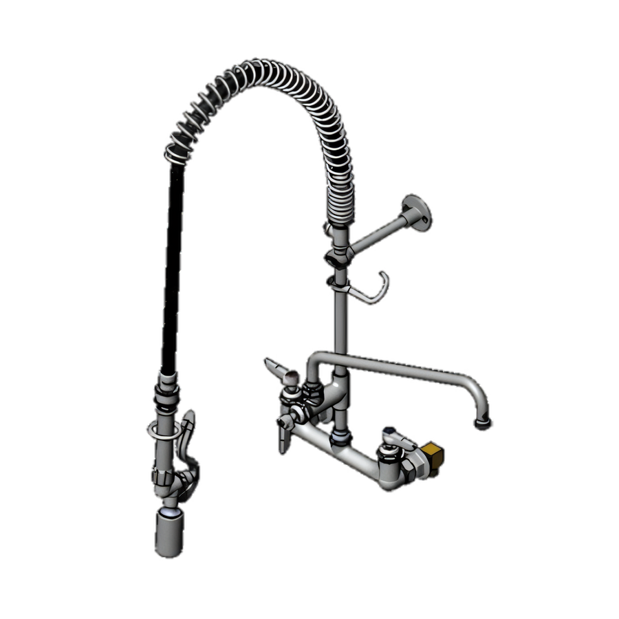 Product image #1 for T&S Brass EasyInstall Wall-Mount Pre-Rinse Unit with Add-On Faucet, 14-Inch Swing Nozzle, and 8-Inch Centers
