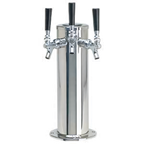 Thumbnail image #1 for Micro Matic USA DS-143-PSS 3-Faucet Air-Cooled Countertop Column Draft Beer Tower, Polished Stainless Steel