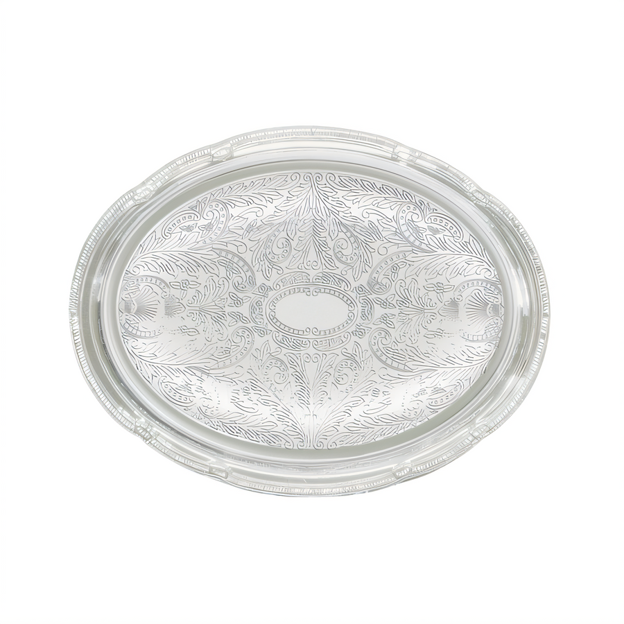 Product image #1 for Winco Oval Chrome-Plated Serving Tray with Gadroon Edge and Traditional Engraving, 14-3/4 x 10-1/2 Inches