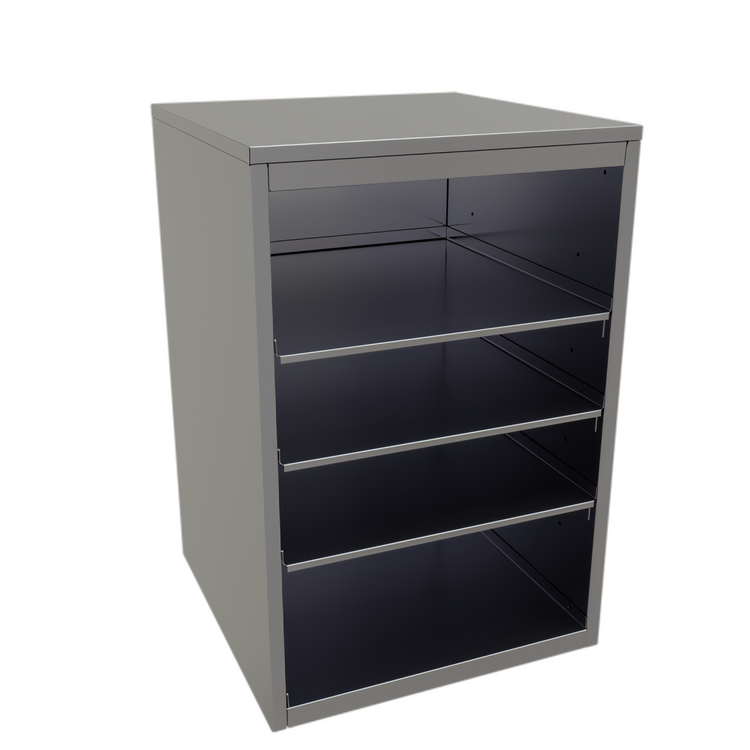 Product image #1 for Glastender Back Bar Glass Storage Cabinet, Open Front, 24-Inch Wide, Stainless Steel, 3 Adjustable Shelves