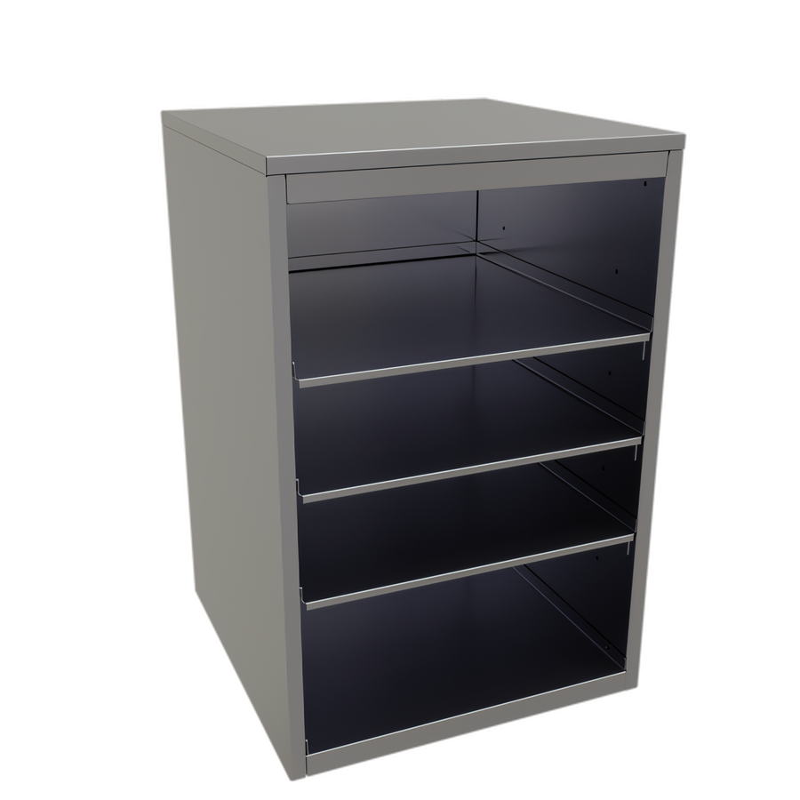 Product image #1 for Glastender Back Bar Glass Storage Cabinet, Open Front, 24-Inch Wide, Stainless Steel, 3 Adjustable Shelves