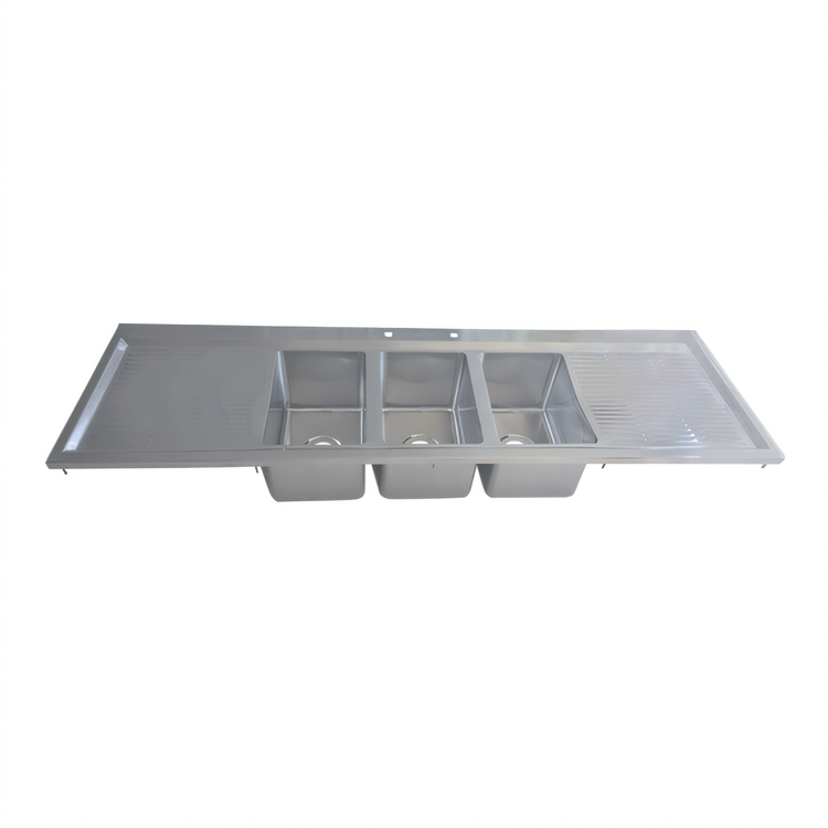 Product image #1 for BK Resources 3-Compartment Drop-In Sink with Double 18-Inch Drainboards