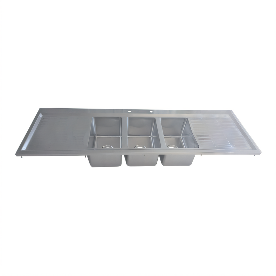 Product image #1 for BK Resources 3-Compartment Drop-In Sink with Double 18-Inch Drainboards