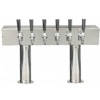 Thumbnail image #1 for Micro Matic USA Pro-Line DPT36PSS-PL Direct Draw Double-Pedestal Conversion Tower, 2-Column, 6-Faucet, Air-Cooled Stainless Steel