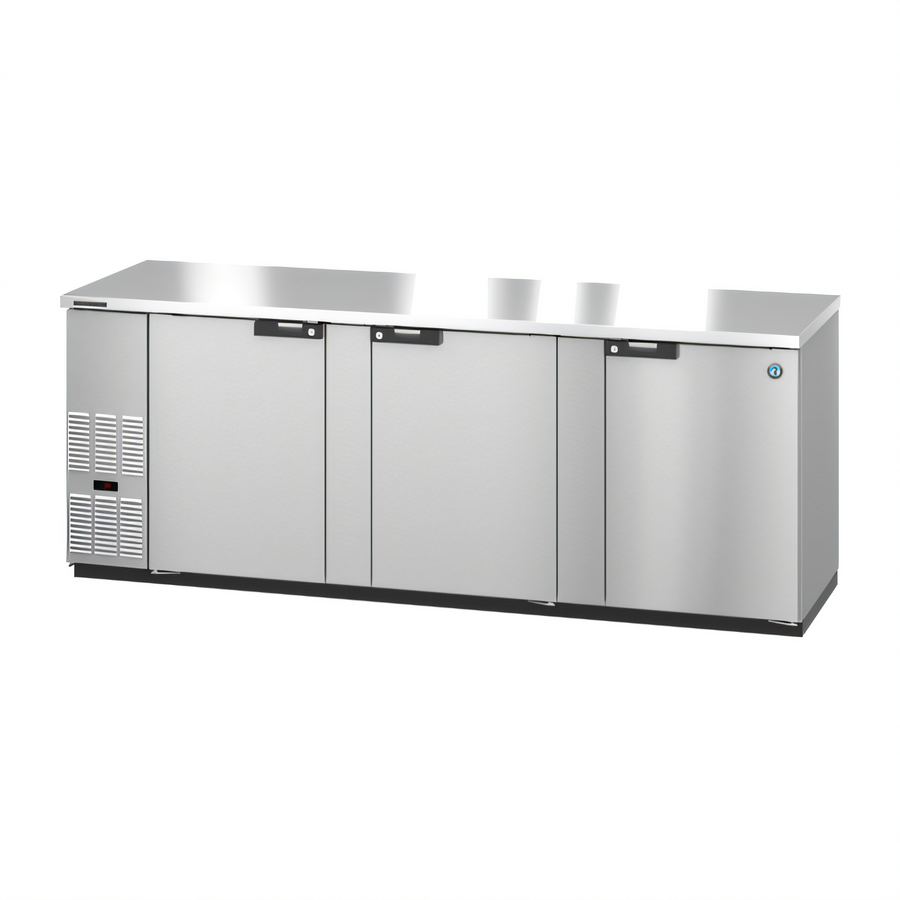 Product image #1 for Hoshizaki BB95-S Three-Section Reach-In Back Bar Refrigerator with Swing Doors, 95-1/2 Inch, Stainless Steel