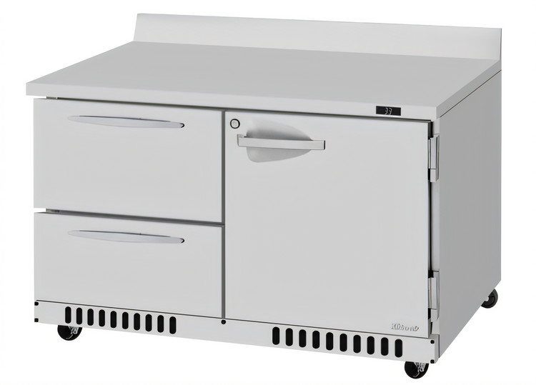 Product image #1 for Turbo Air PRO Series 48-Inch Two-Section Front Breathing Worktop Refrigerator with 1 Solid Door and 2 Drawers