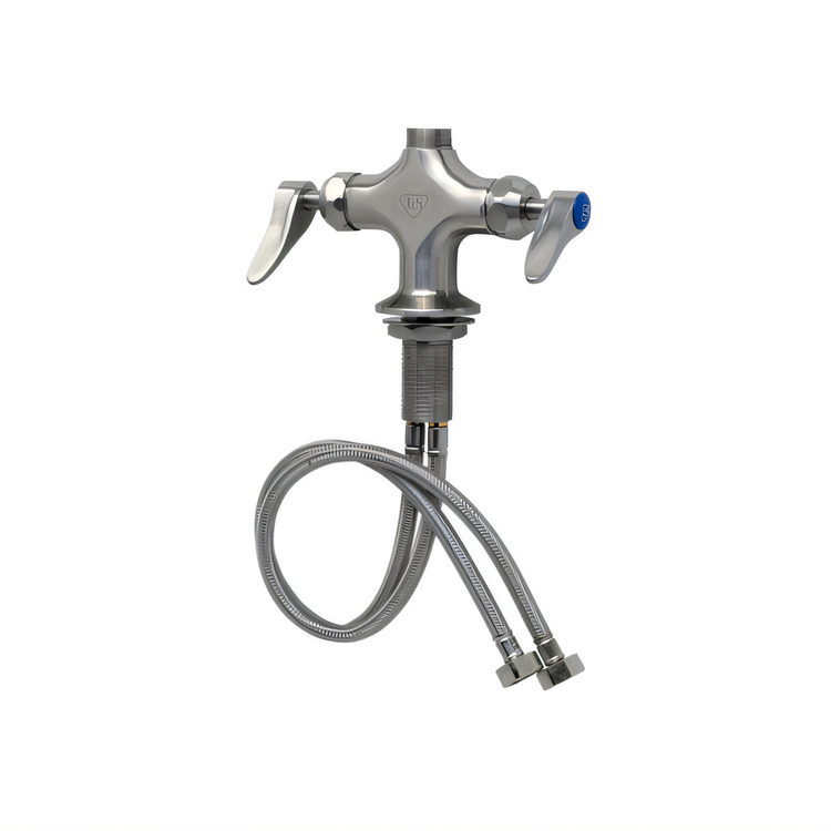 Product image #2 for T&S Brass Stainless Steel Single-Hole Deck-Mount Mixing Faucet with Swivel Outlet, Less Nozzle