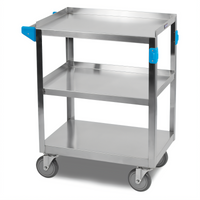 Carlisle Stainless Steel 3-Shelf Utility Bus Cart, 300 lb. Capacity