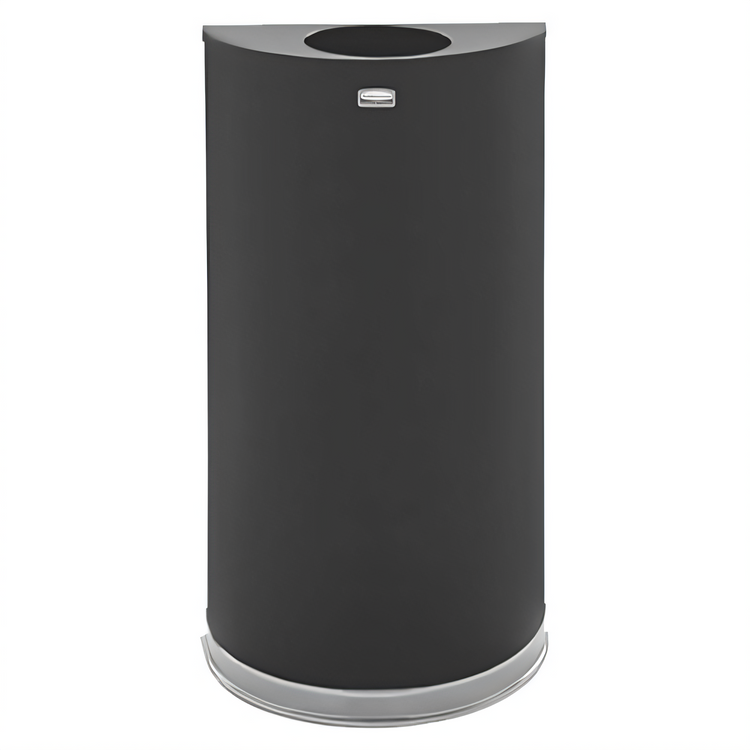 Product image #1 for Rubbermaid Commercial 12-Gallon Half-Round Open-Top Bathroom Trash Can, Black