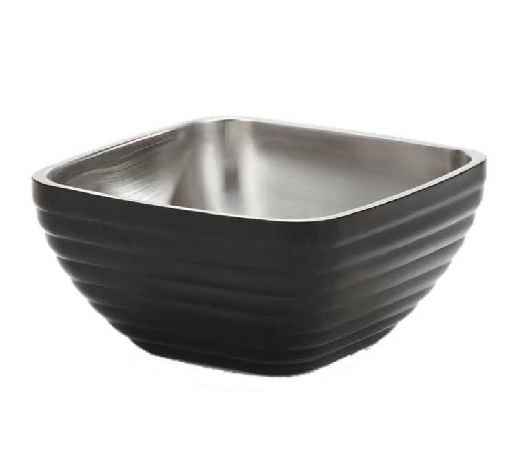 Product image #1 for Vollrath 5.2 Qt Square Double Wall Insulated Serving Bowl, Black/Stainless Steel