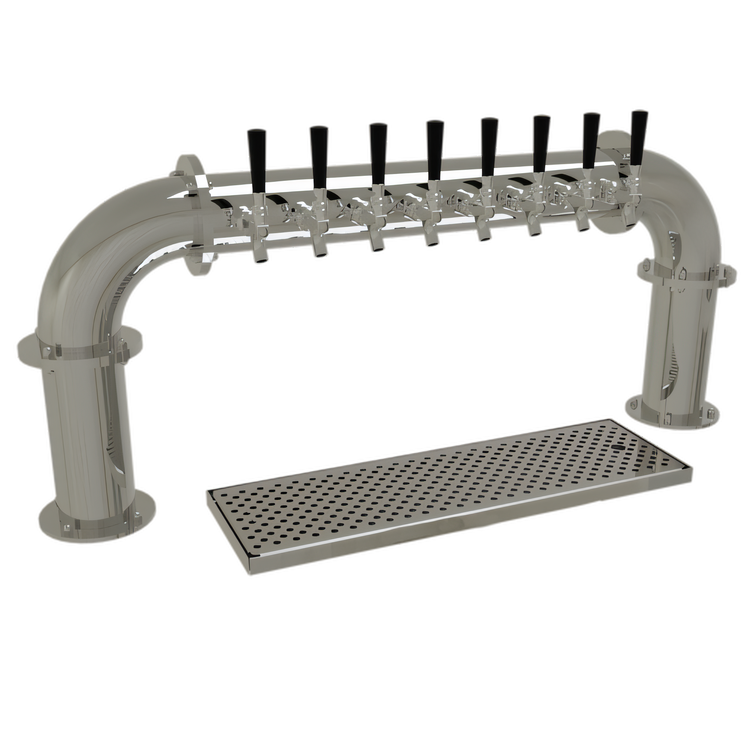 Product image #1 for Pipe Pass-Thru Countertop Draft Dispensing Tower with 8 Stainless Steel Faucets, Air-Cooled, 2 Columns, Mirror Finish