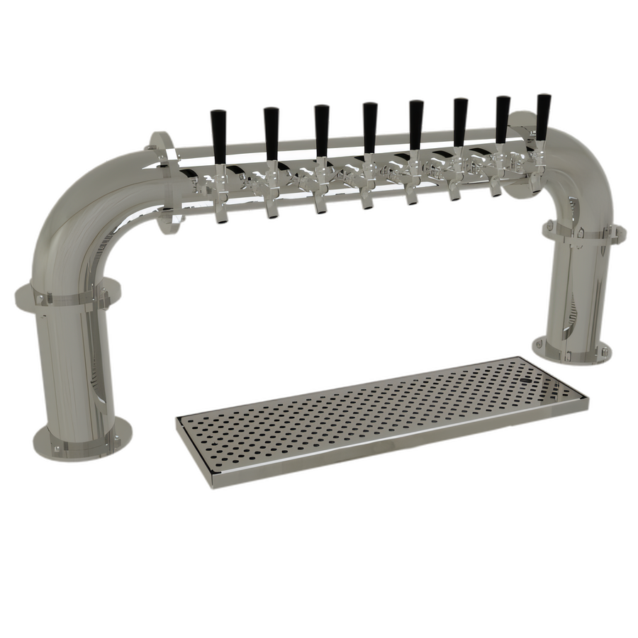 Product image #1 for Pipe Pass-Thru Countertop Draft Dispensing Tower with 8 Stainless Steel Faucets, Air-Cooled, 2 Columns, Mirror Finish