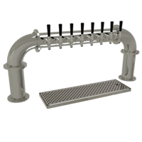 Pipe Pass-Thru Countertop Draft Dispensing Tower with 8 Stainless Steel Faucets, Air-Cooled, 2 Columns, Mirror Finish