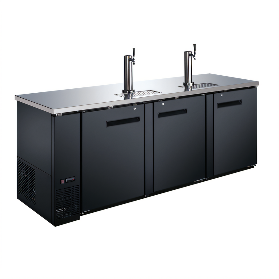 Product image #1 for Three-Section Draft Beer Cooler/Kegerator with 2 Dispensers, 32 Cu. Ft., 5 Half-Barrel Keg Capacity