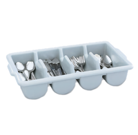 Vollrath Gray Plastic Cutlery Bin with 4 Rounded Compartments