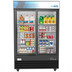Thumbnail image #1 for KoolMore Two-Section Glass Door Merchandiser Refrigerator, 45 Cu. Ft., Sliding Doors, Bottom-Mount, Black