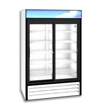 Hoshizaki Two-Section Reach-In Refrigerated Glass Door Merchandiser, 38.26 Cu. Ft., Bottom Mount, Sliding Doors, White