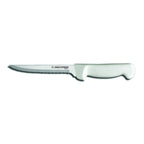 Thumbnail image #1 for Dexter Russell Basics 31628 8-Inch Scalloped Utility Knife, High-Carbon Steel, White Polypropylene Handle Case of 12