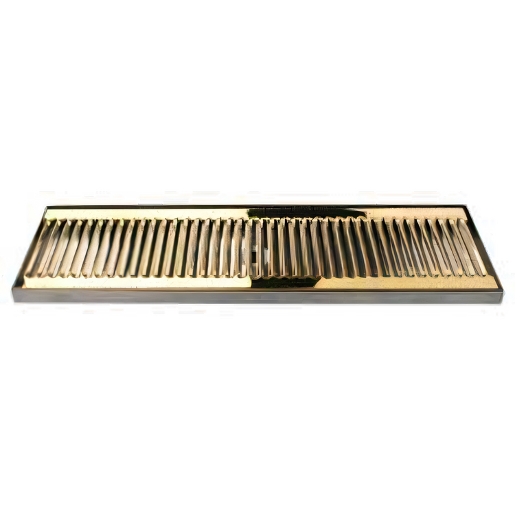 Product image #1 for Micro Matic Surface-Mount Drip Tray with PVD Brass Grid, 20 x 5 Inches, Stainless Steel