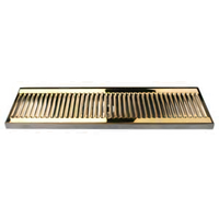 Micro Matic Surface-Mount Drip Tray with PVD Brass Grid, 20 x 5 Inches, Stainless Steel