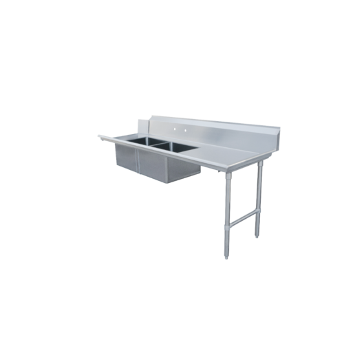 Product image #1 for Omcan USA 84-Inch Straight Soiled Dishtable with 2 Pre-Rinse Sinks, Right-to-Left, 16-Gauge 304 Stainless Steel