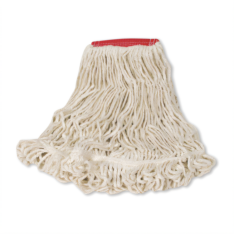 Product image #1 for Rubbermaid Commercial Super Stitch Large Looped-End Mop Head, 4-Ply Cotton/Synthetic Blend, White, 5-Inch Headband