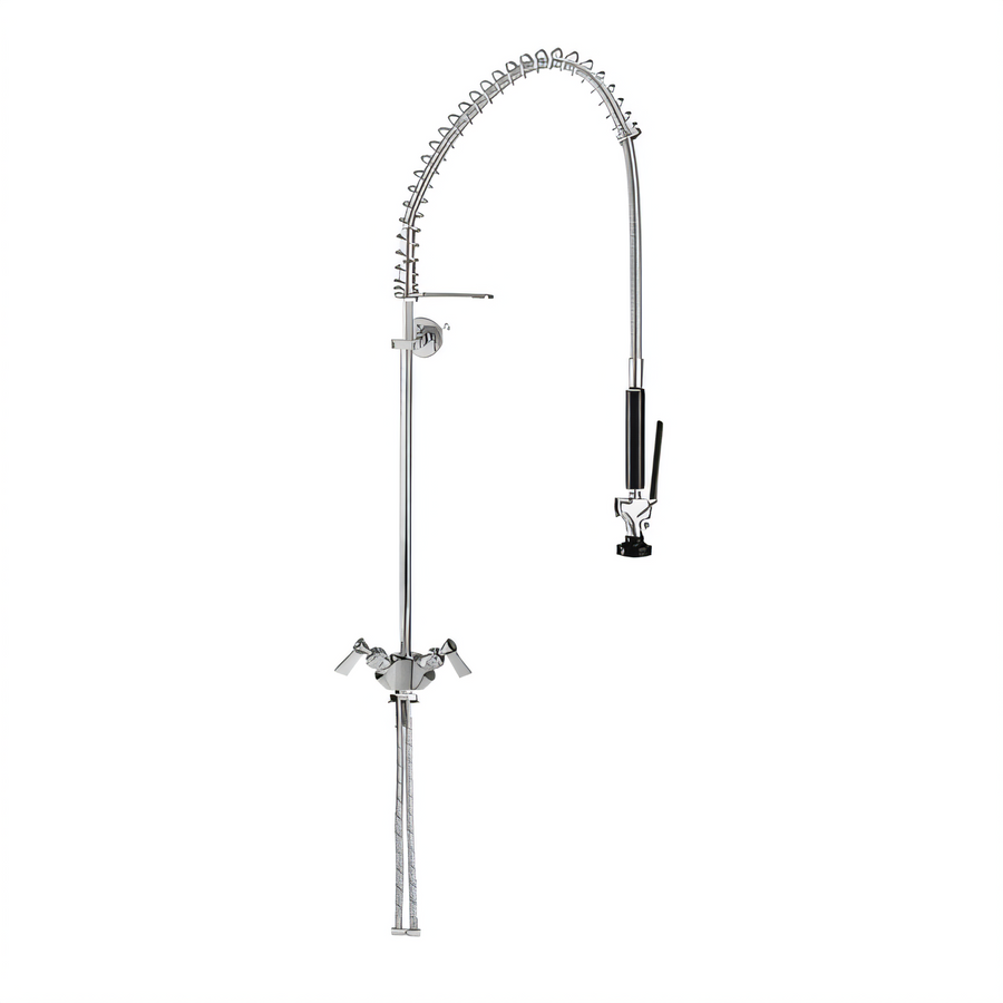 Product image #1 for Fisher Single-Deck Dual Control Spring-Style Pre-Rinse Faucet Assembly with 21-Inch Riser, 36-Inch Hose and Wall Bracket