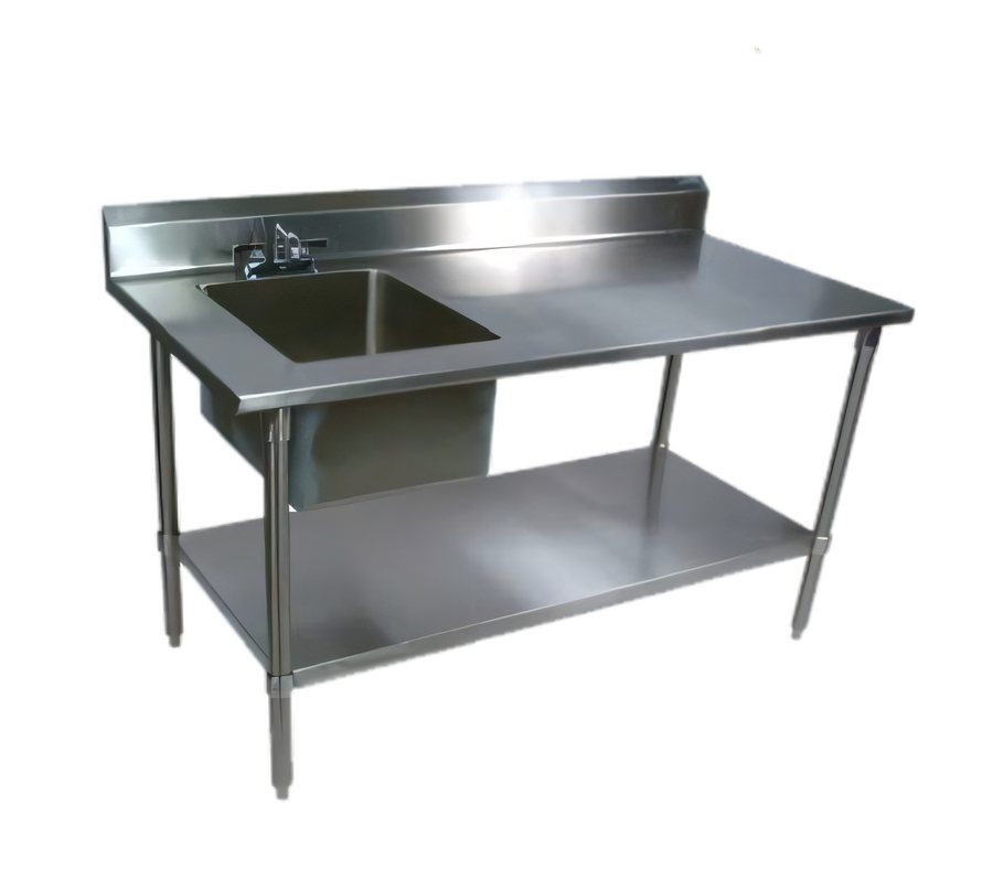 Product image #1 for John Boos 60-Inch x 30-Inch Work Table With Left Prep Sink, 5-Inch Backsplash and Galvanized Base