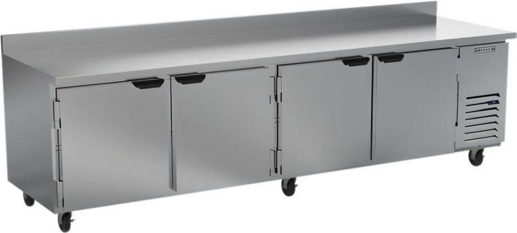 Product image #1 for Beverage-Air WTR119AHC Four-Section Worktop Refrigerator, 118-Inch Wide, 4 Doors, 40.12 Cu. Ft., Side-Mounted Self-Contained Refrigeration