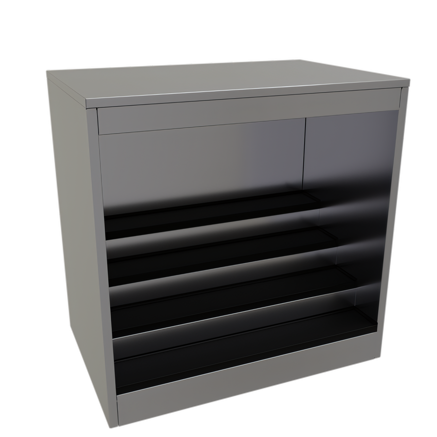 Product image #1 for Glastender 36-Inch Open Front Back Bar Liquor Display Cabinet with 3-Step LED Lighting