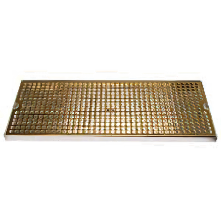 Product image #1 for Surface-Mount Stainless Steel Drip Tray Trough with Perforated PVD Brass Screen, 20 x 8 Inch