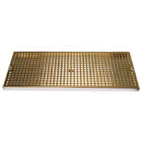 Surface-Mount Stainless Steel Drip Tray Trough with Perforated PVD Brass Screen, 20 x 8 Inch