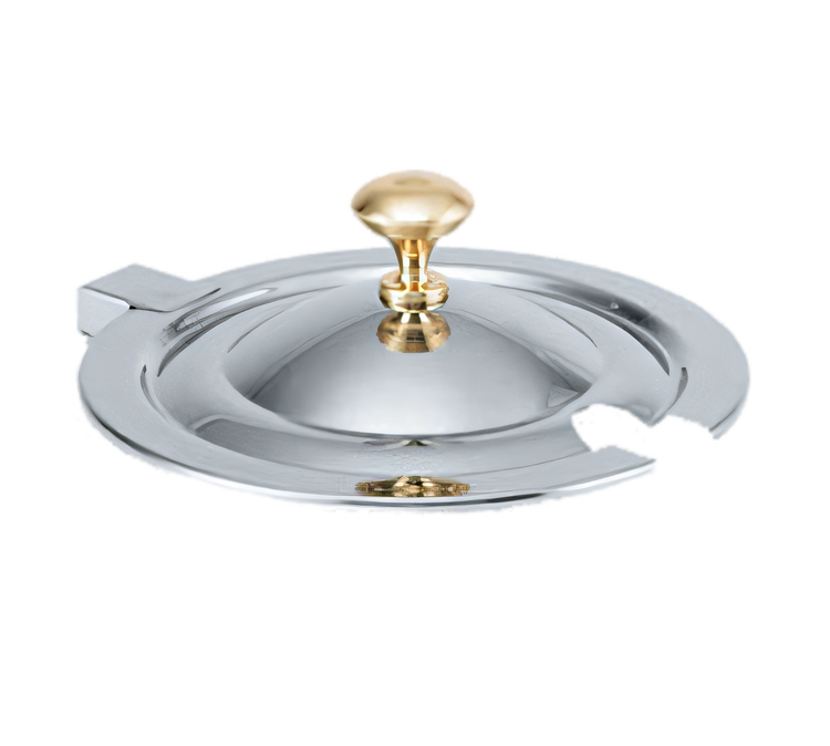 Product image #1 for Miramar Brass Knob Hinged Cover for 10 Qt Soup Inset, 12-Inch Diameter, Stainless Steel