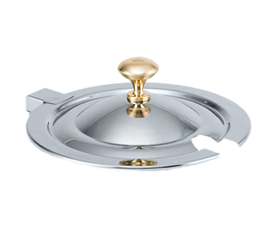 Product image #1 for Miramar Brass Knob Hinged Cover for 10 Qt Soup Inset, 12-Inch Diameter, Stainless Steel
