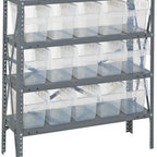 Thumbnail image #1 for Quantum 1839-SB804CL Heavy-Duty 4-Shelf Wire Shelving Unit, 36"W x 18"D x 39"H, 400 lb/Shelf, Includes 15 Clear Bins