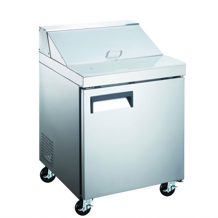 Product image #1 for Black Diamond 27-1/2-Inch Refrigerated Salad/Sandwich Prep Table, 1 Section, 1 Door, 6 Cu. Ft., Rear-Mount Self-Contained