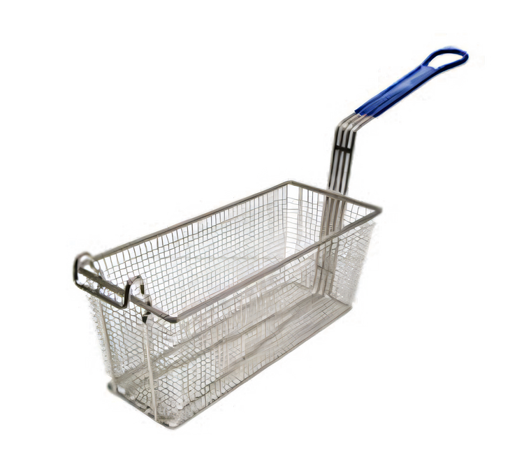 Product image #1 for Admiral Craft Nickel Plated Steel Fry Basket with Front Hook and Blue Handle, 13-1/4 x 5-5/8 x 5-5/8 In.