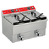 Thumbnail image #1 for BakeMax Double Mini Countertop Electric Fryer, 2 x 6-Liter, Stainless Steel, 208V