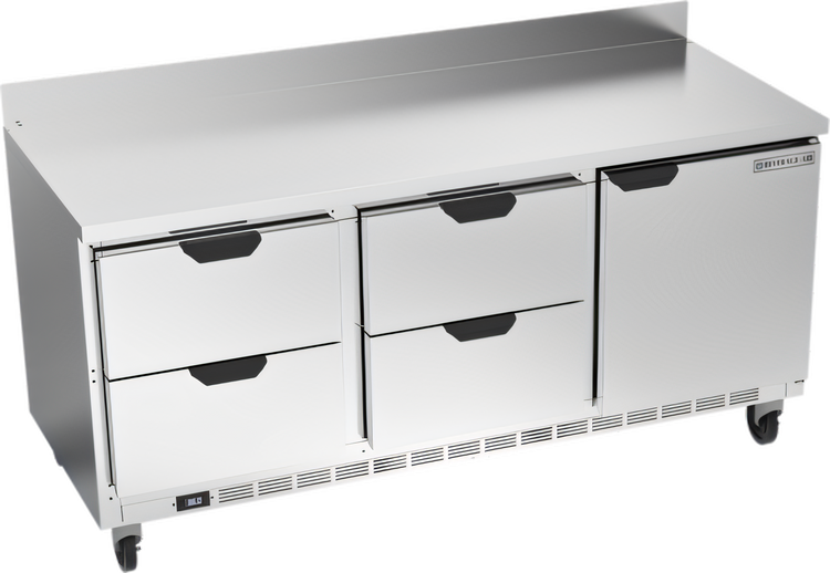 Product image #1 for Beverage-Air 72-Inch Three-Section Worktop Refrigerator with 4 Drawers and 1 Door