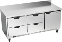 Beverage-Air 72-Inch Three-Section Worktop Refrigerator with 4 Drawers and 1 Door
